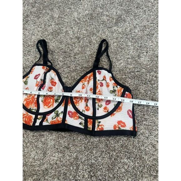 NWT Torrid Curve Unlined Longline Underwire Bra - Mesh Floral Lips Beige Plus 1 - Picture 7 of 11